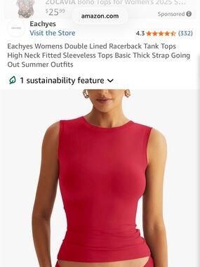 Red High-Neck Sleeveless Tank Top